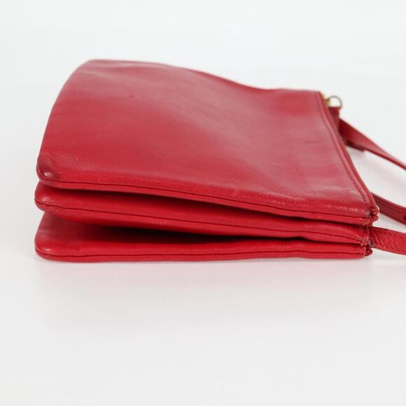 CELINE Trio Shoulder Bag Leather Red Gold - Picture 6 of 12